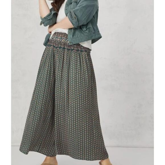 Anthropologie Aria Wide Leg Palazzo Pants Green Medallion Floral Size Small - Picture 2 of 10